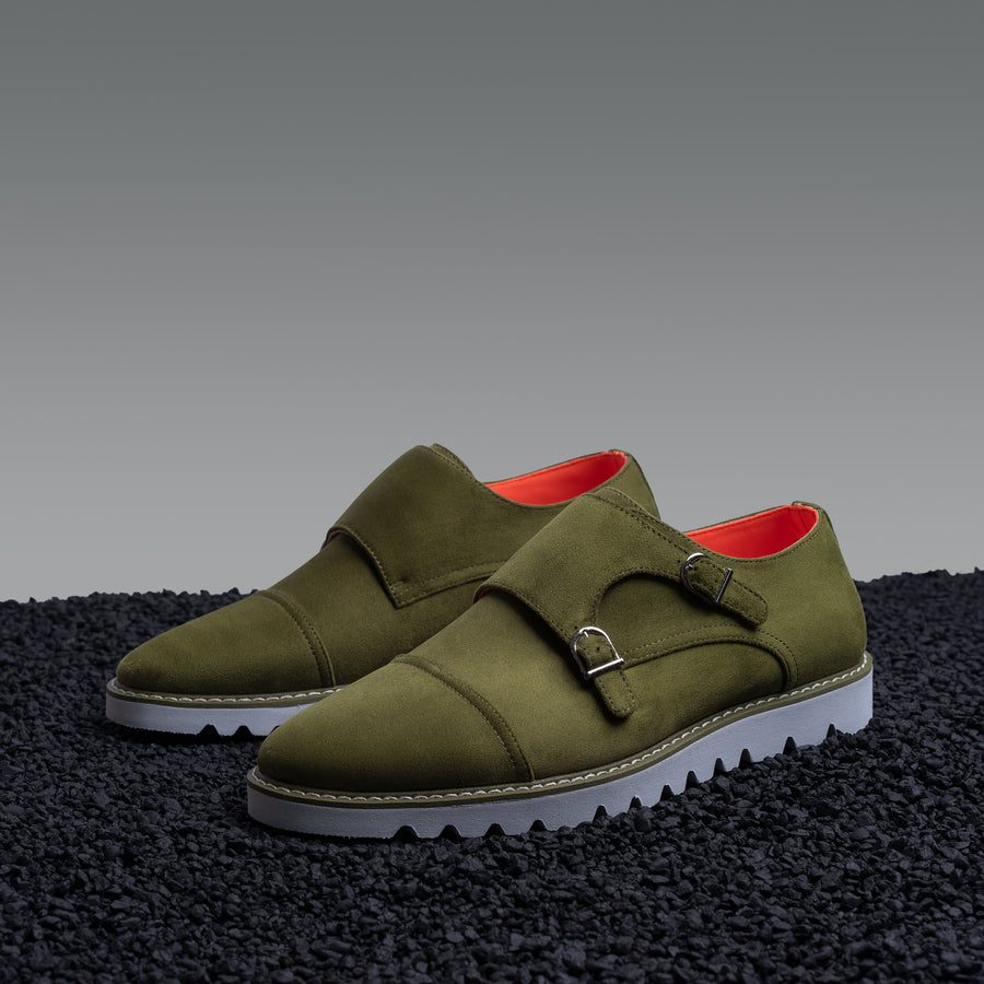Double Monk Strap Suede Sneaker Lime