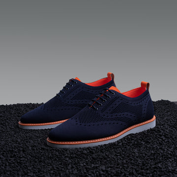 Knit Wingtip Lace Up Sneaker Navy