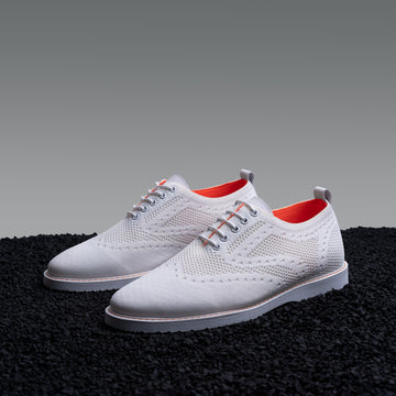 Knit Wingtip Lace Up Sneaker White