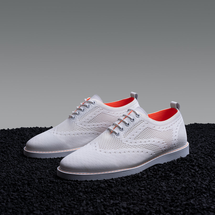 Knit Wingtip Lace Up Sneaker White