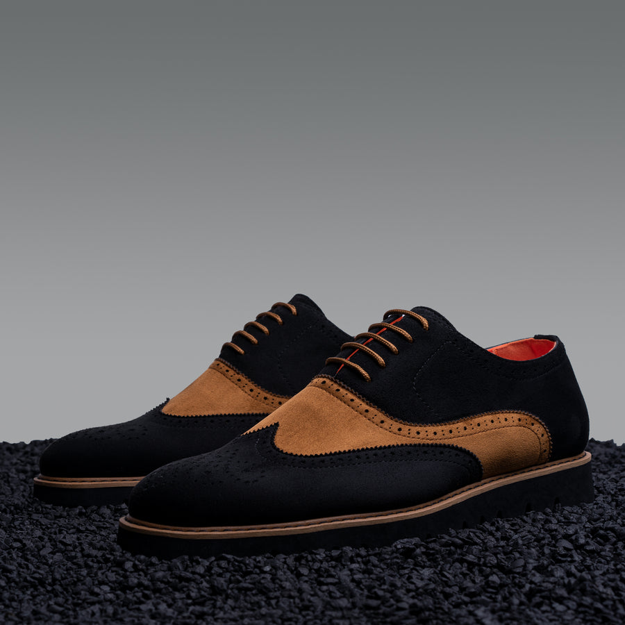 The Manolo Casual Wingtip Oxford Sneaker Black / Camel