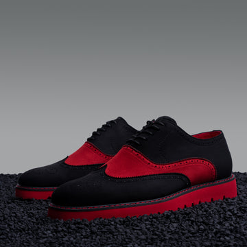 The Paragon Casual Wingtip Oxford Sneaker Black/Red