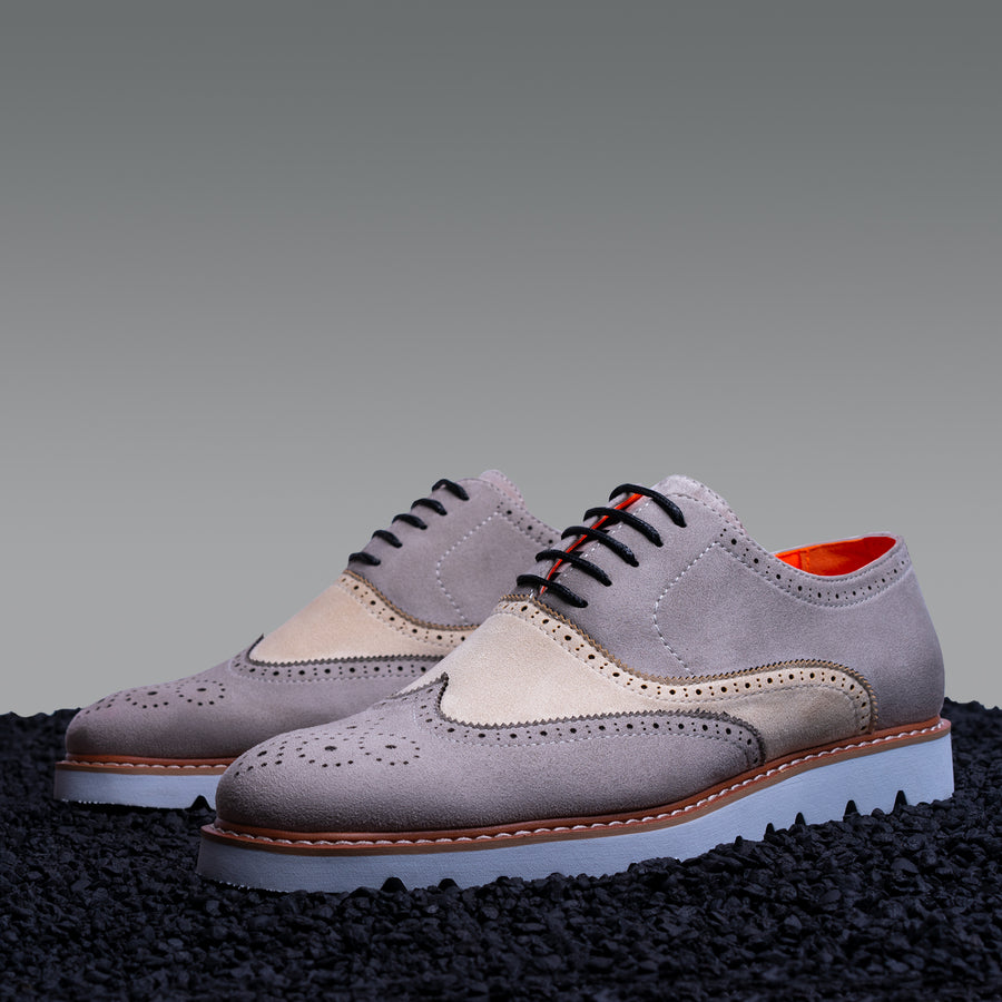 The Paragon Casual Wingtip Oxford Sneaker Lt Grey/Cream