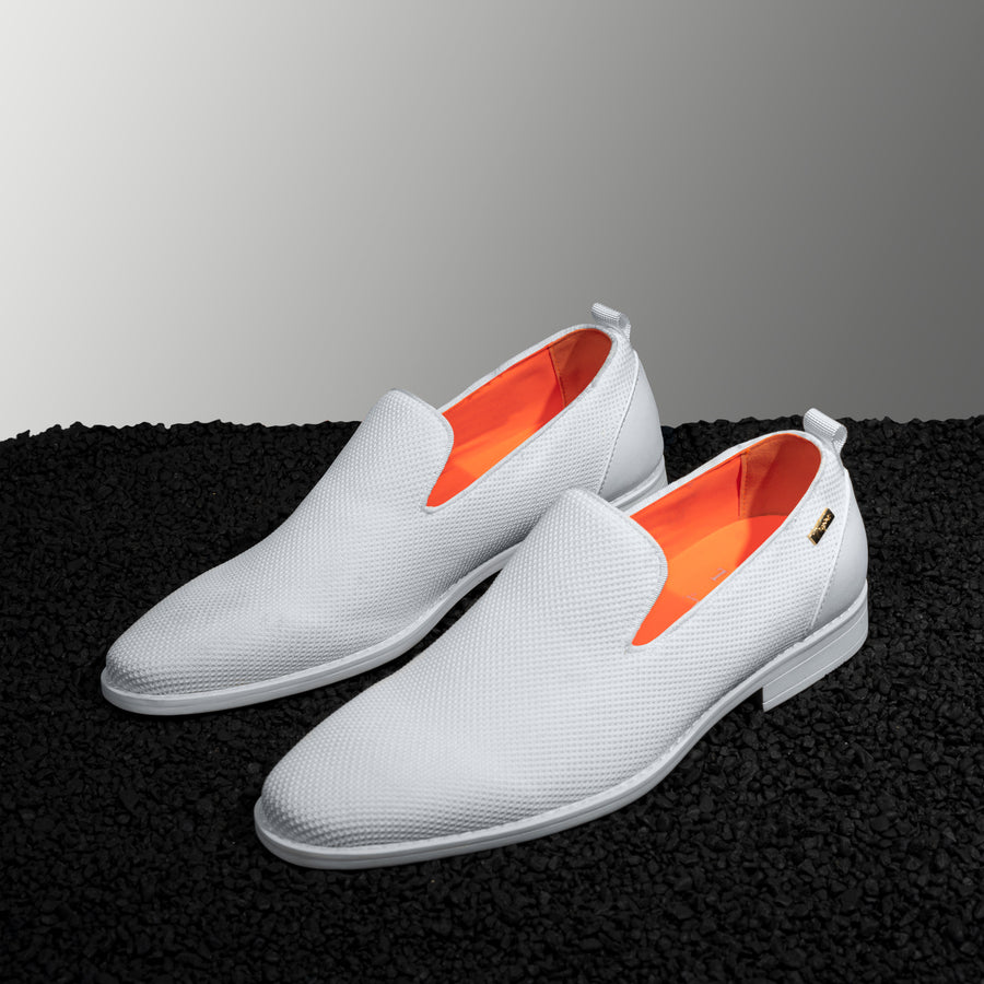 The Alpha F Classic Plain Knit Loafer White