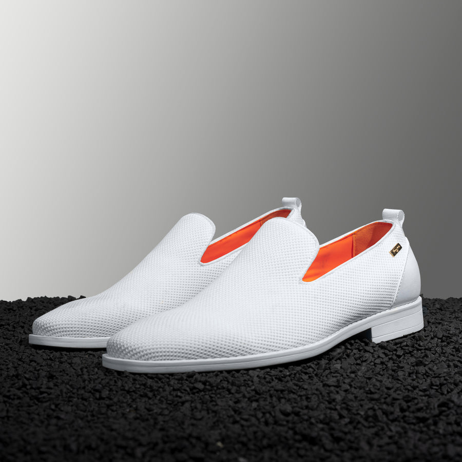The Alpha F Classic Plain Knit Loafer White