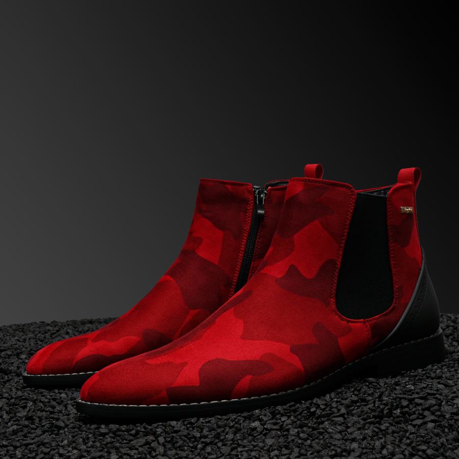 Victorian Red Camou Suede Chelsea Boot