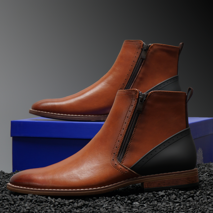 Cognac leather 2025 chelsea boots