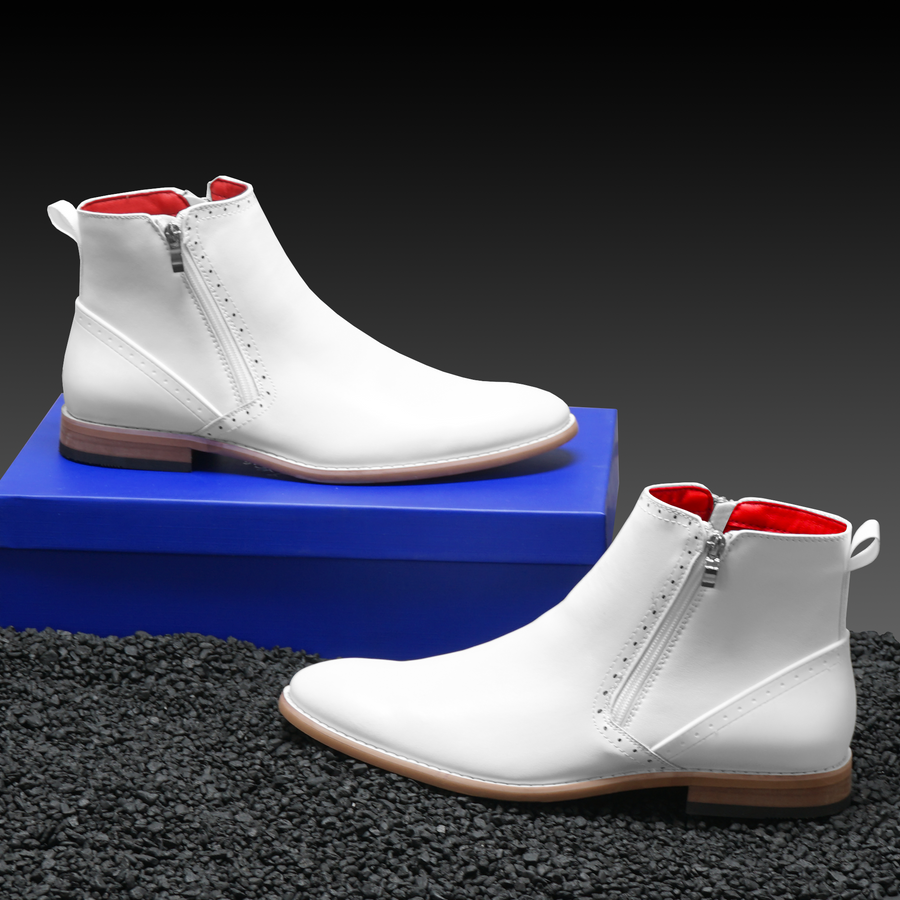 White mens top chelsea boots